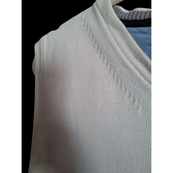 Tommy Hilfiger White Sleeveless V-Neck Sweater Vest L 100% Cotton Size L - Picture 3 of 5
